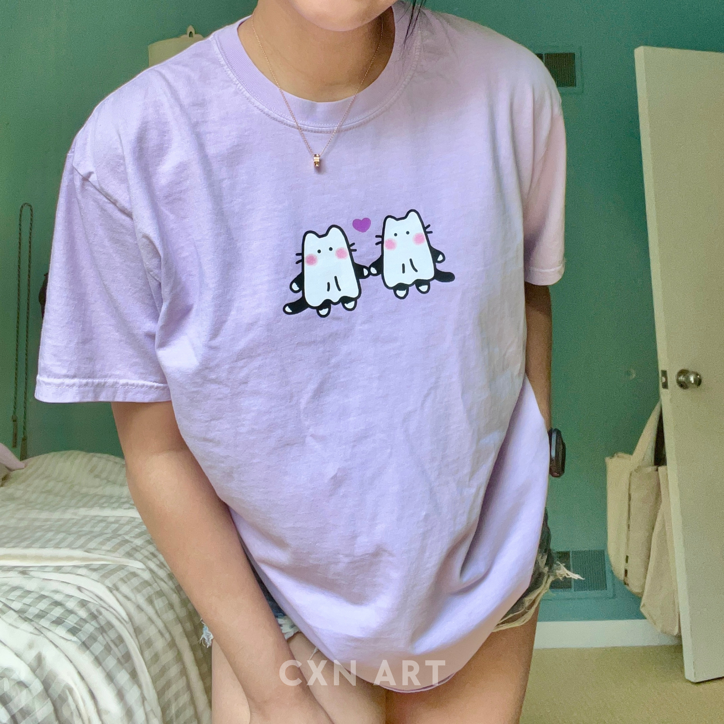 my boo ghost cat purple tshirt