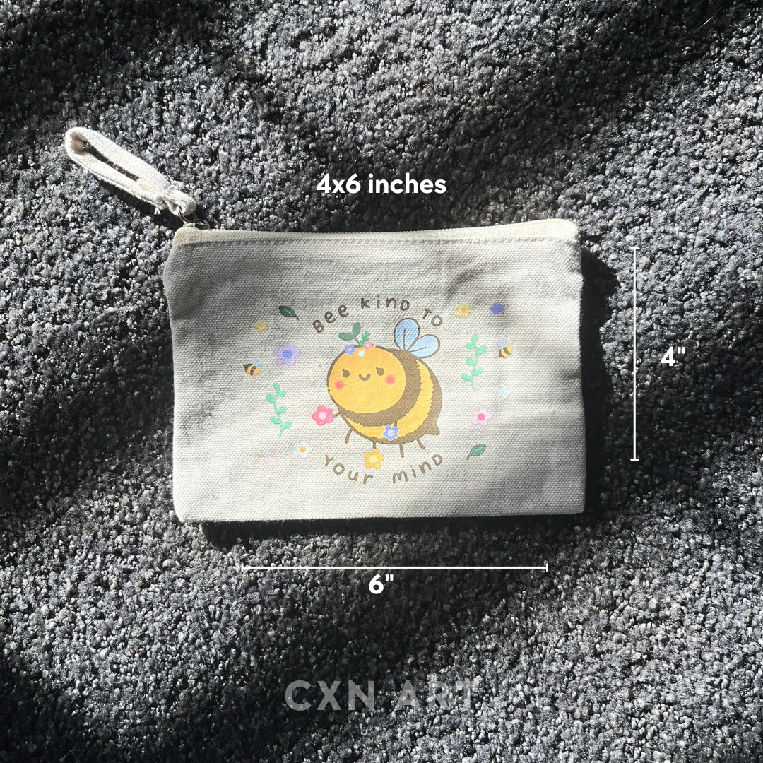 bee kind to your mind flower zipper pouch