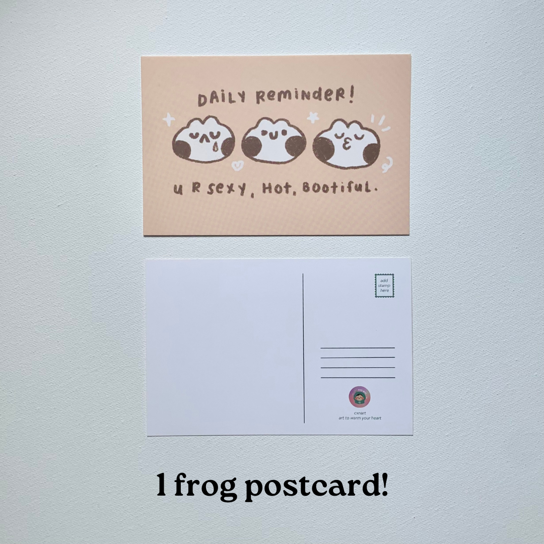 frog themed stationery bundle: bookmark, stickers, art print, postcard, sticky notes