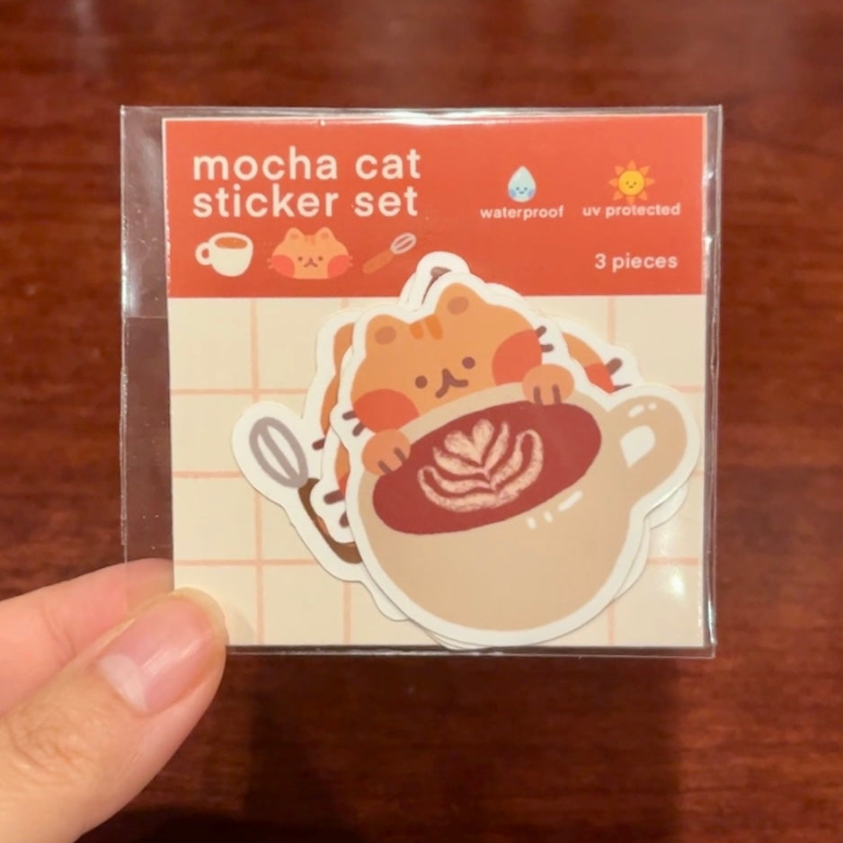 mocha cat waterproof stickers new