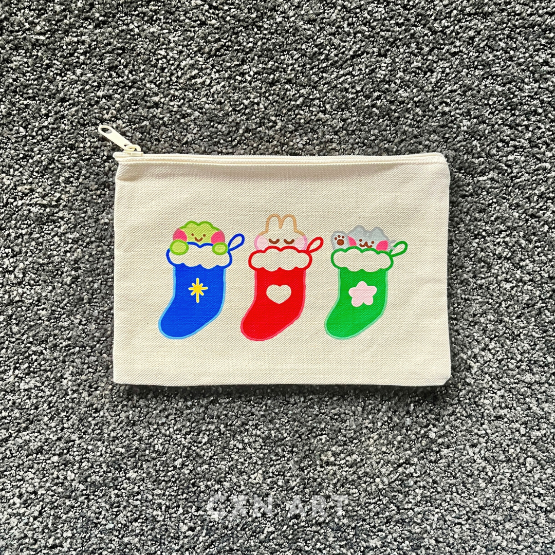 holiday animal stocking zipper pouch 6x9 inches
