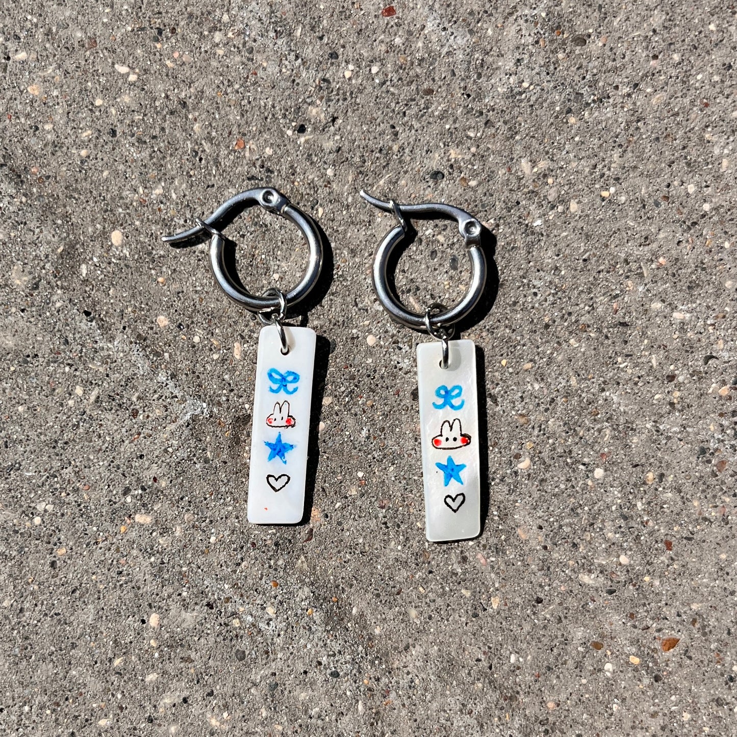 blue bun pearl earrings