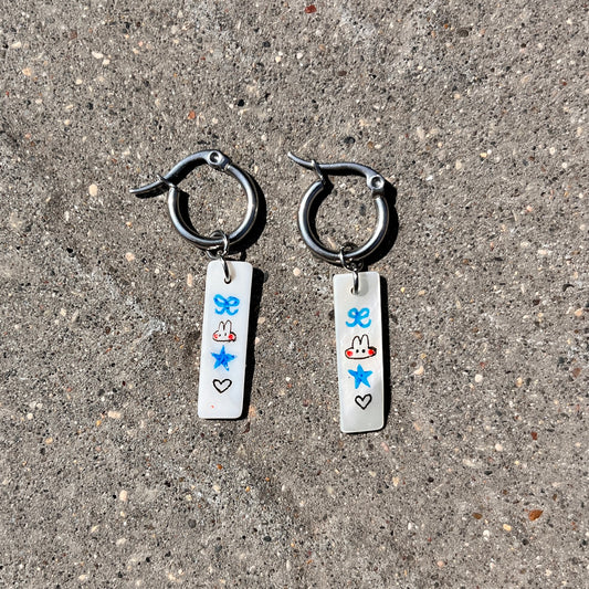 blue bun pearl earrings
