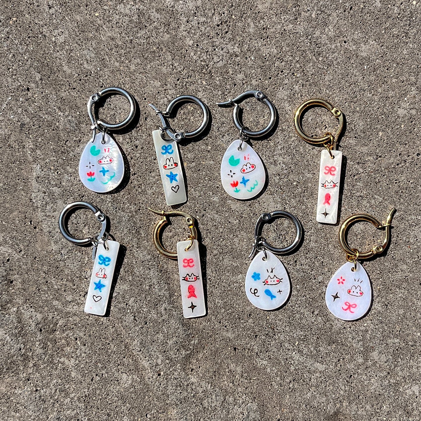 blue cat pearl earrings