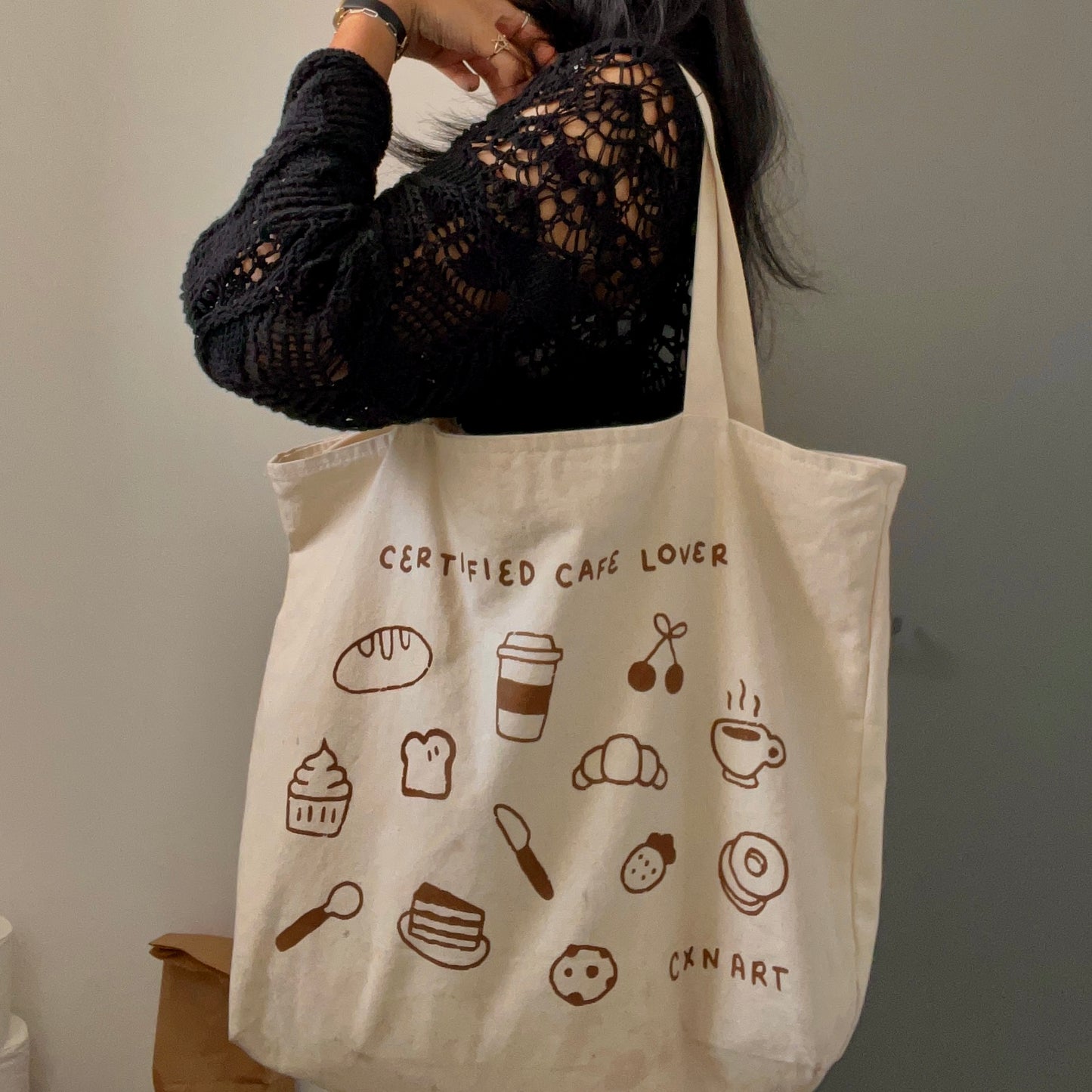 certified cafe lover tote bag