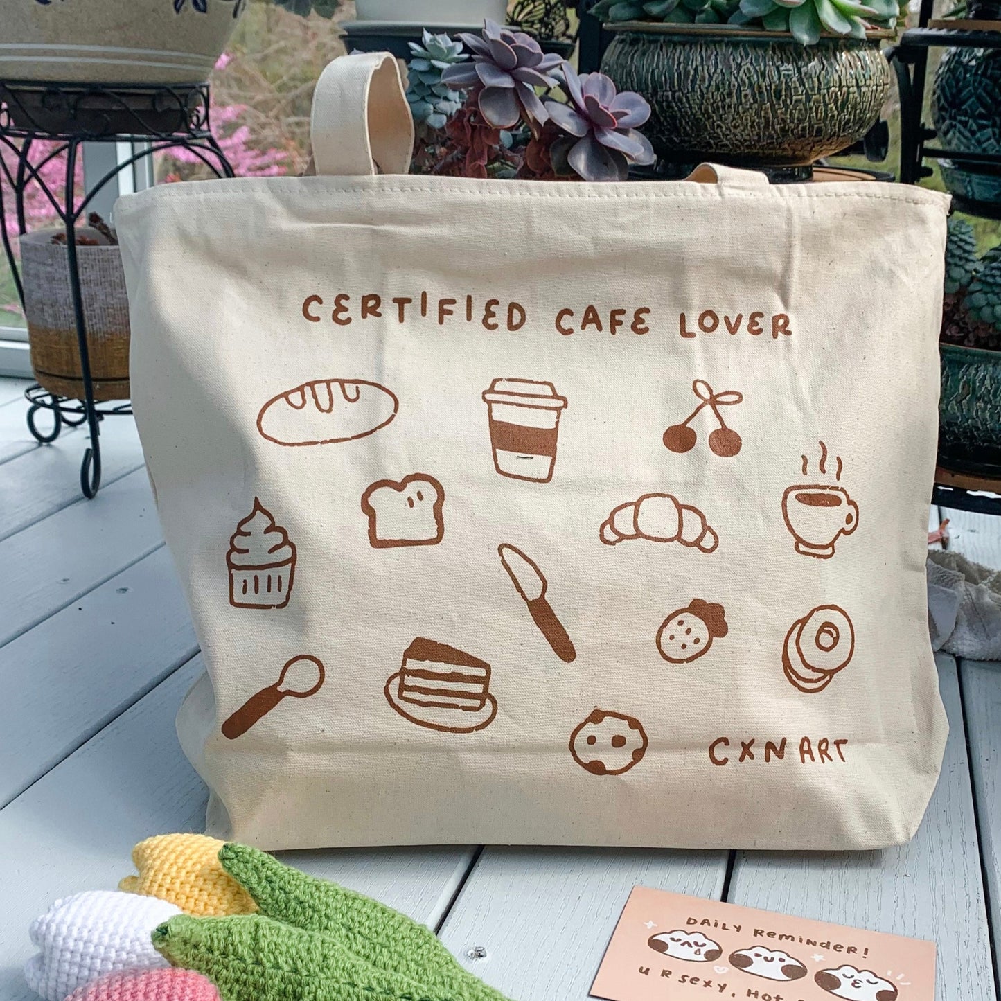 certified cafe lover tote bag