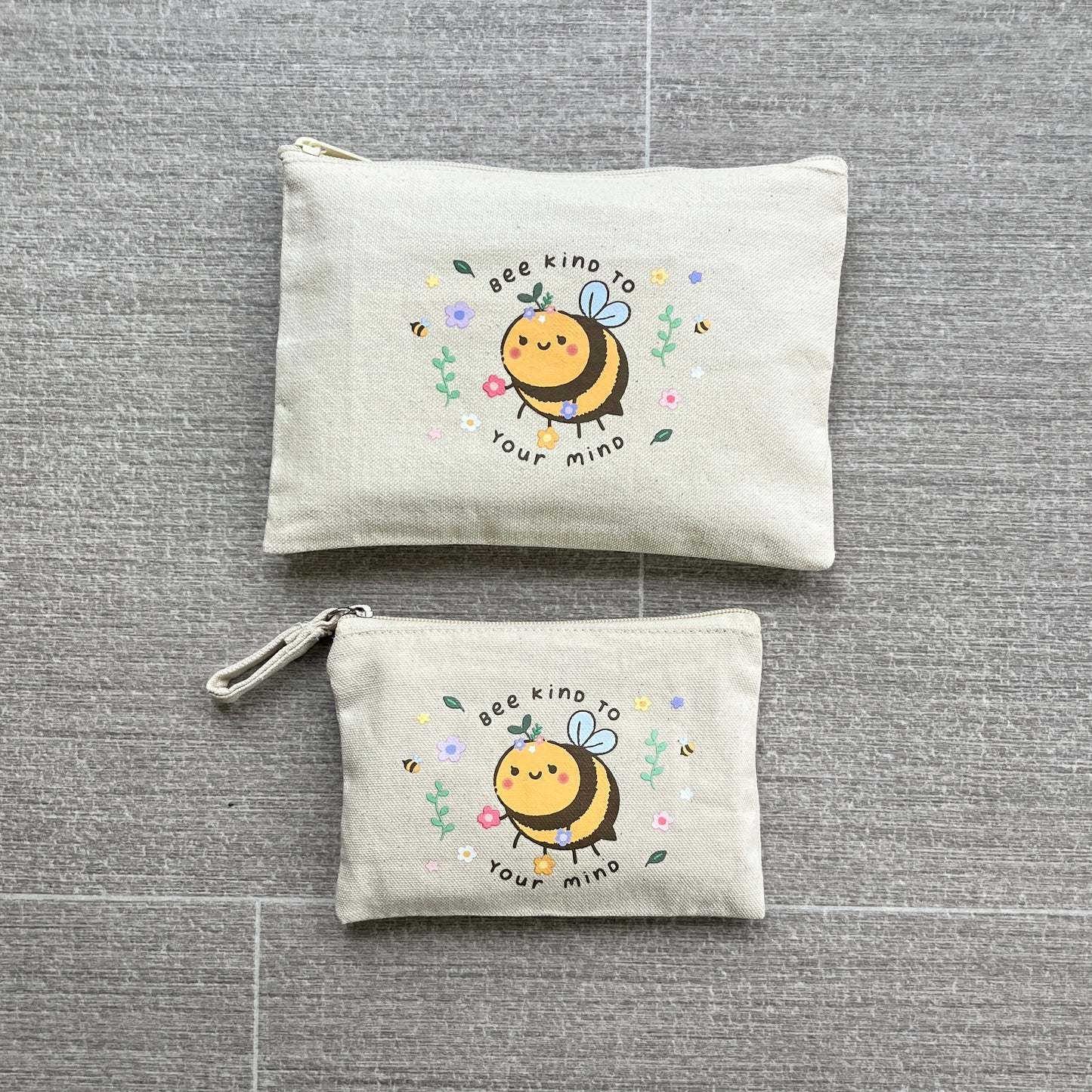 bee kind to your mind flower zipper pouch