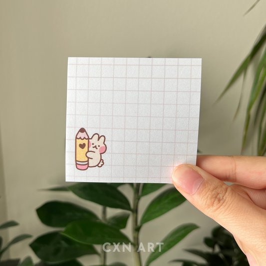 adorable bunny sticky note pad - 3x3 graph lined post it notes