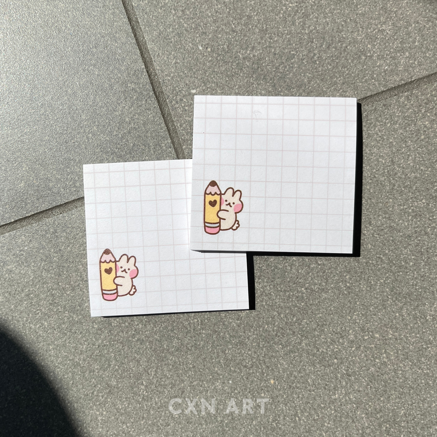 adorable bunny sticky note pad - 3x3 graph lined post it notes