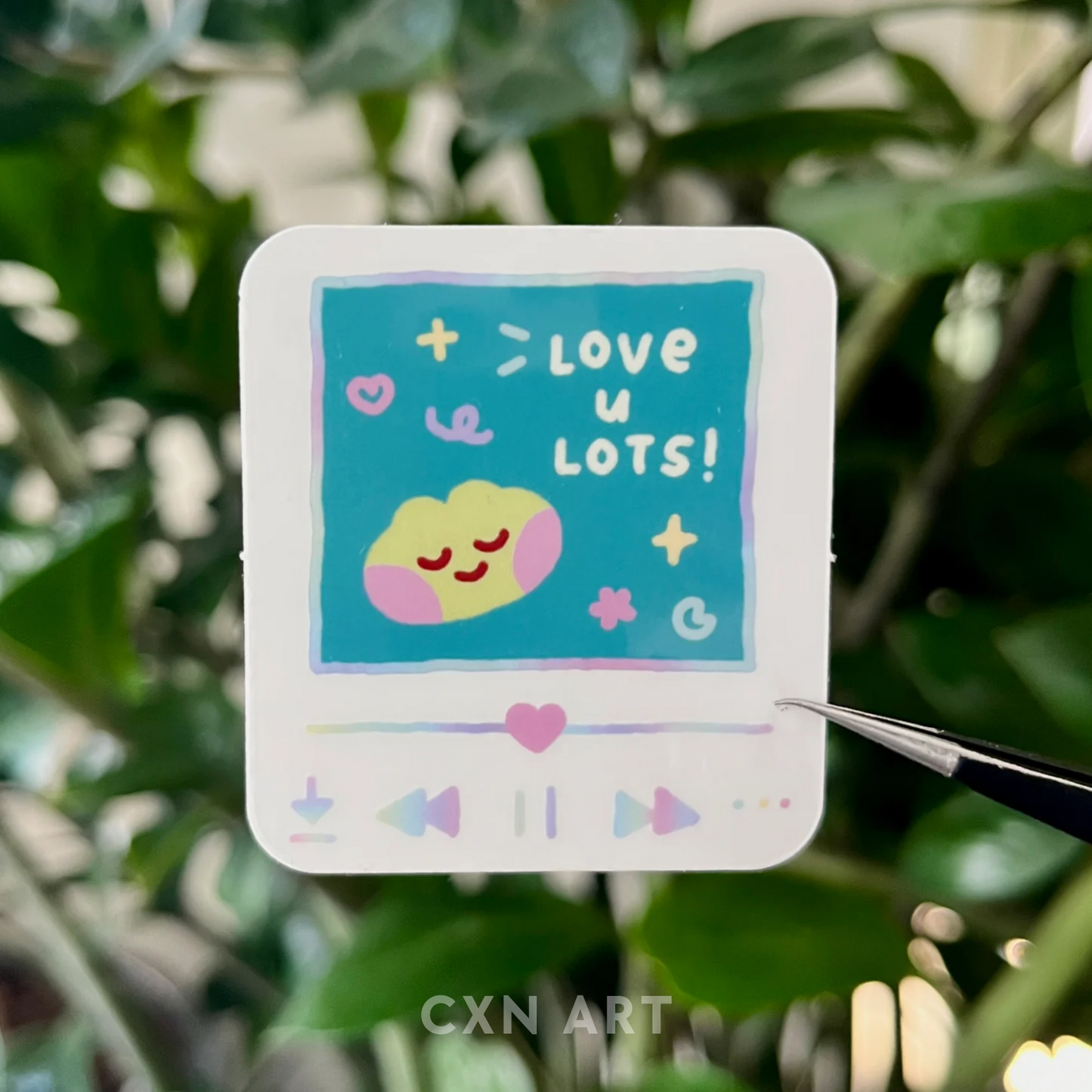 love u lots green frog sticker - clear waterproof vinyl
