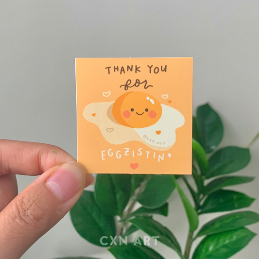 thank you for eggzistin' square sticker