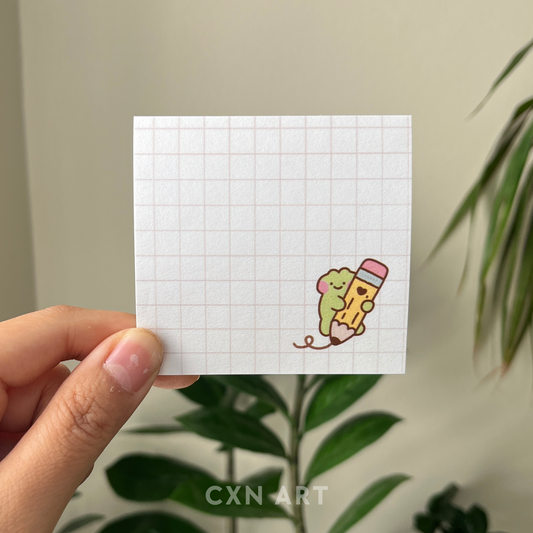 adorable frog sticky note pad - 3x3 Inches graph-lined post it notes