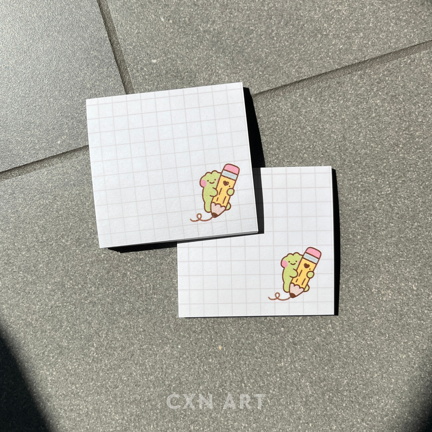 adorable frog sticky note pad - 3x3 Inches graph-lined post it notes