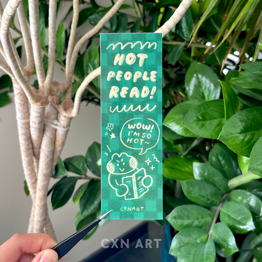 hot people read! frog glossy bookmark 2x6 inches