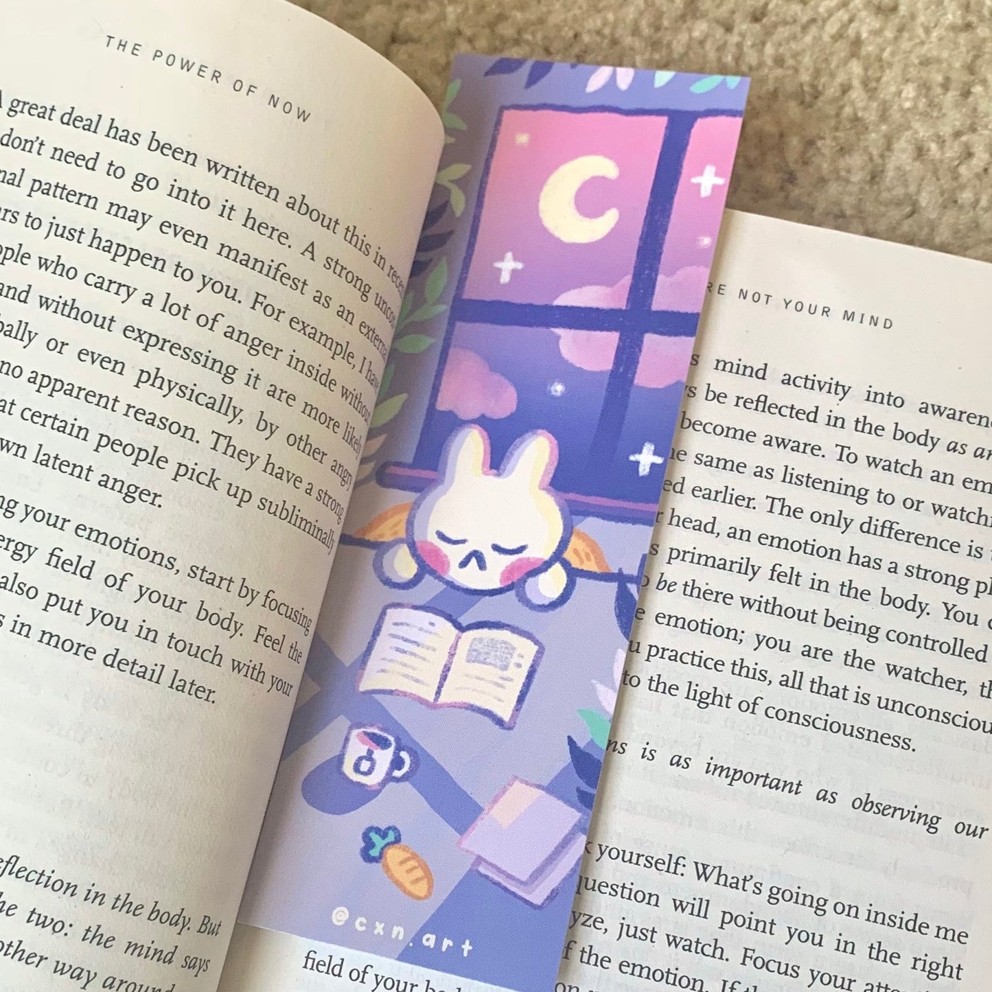 Luna Bunny Reading Glossy Bookmark 2x6 inches