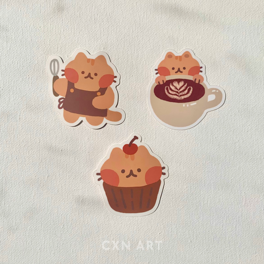 mocha cat waterproof stickers new