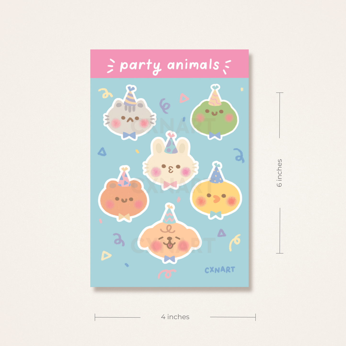 party animals sticker sheet