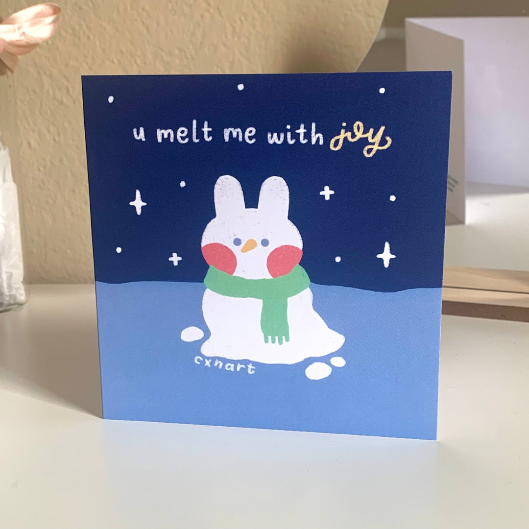 cute bunny winter holiday cards