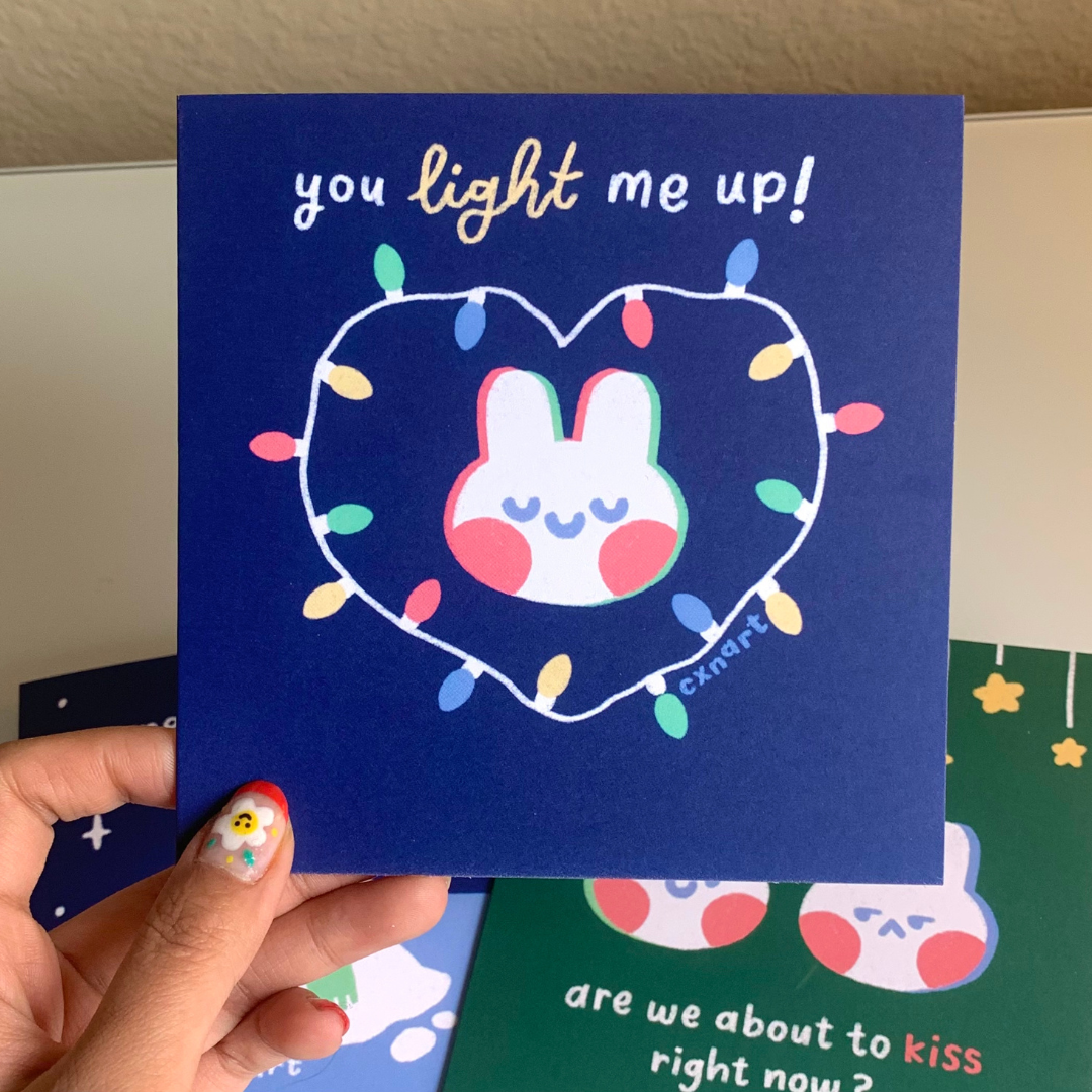 cute bunny winter holiday cards