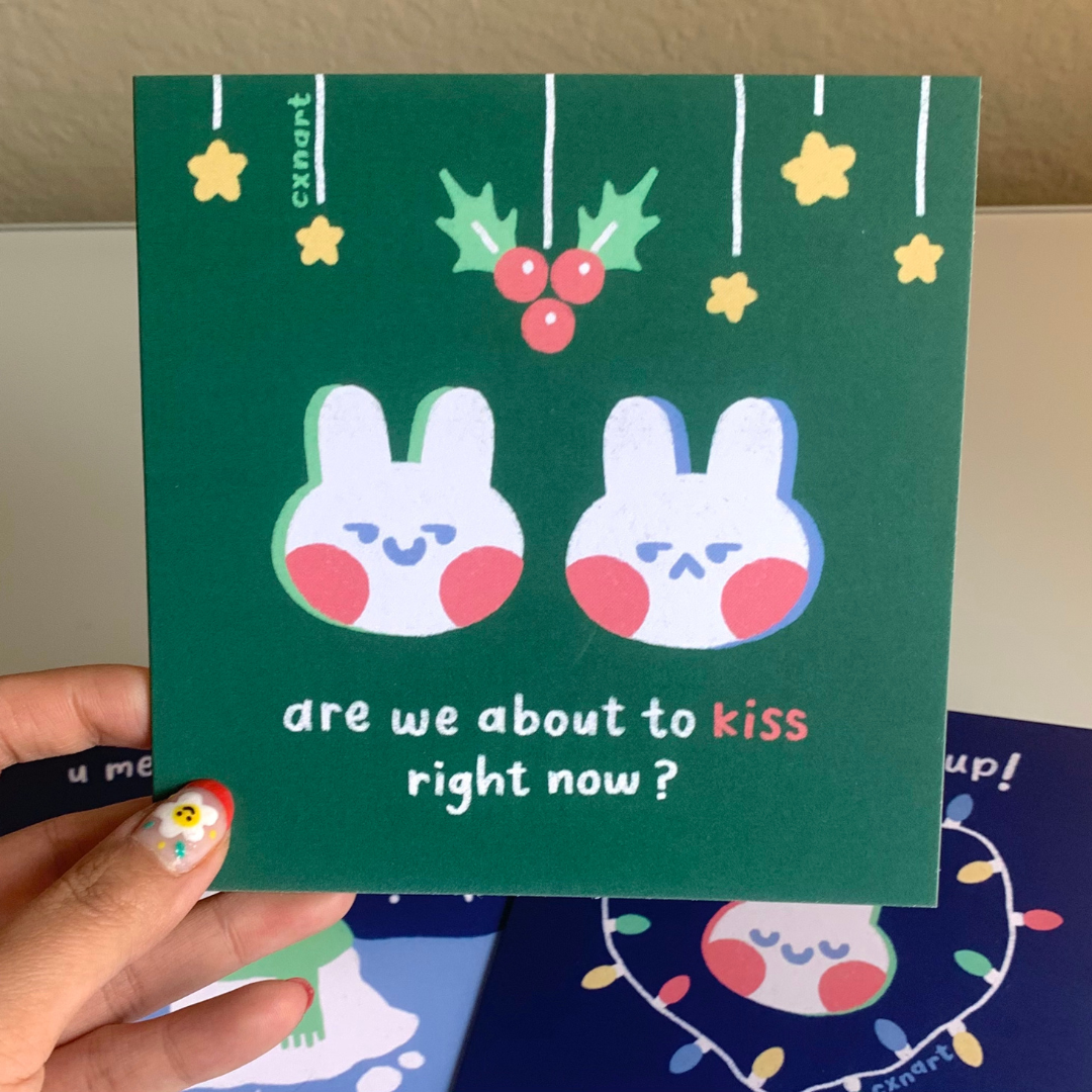 cute bunny winter holiday cards