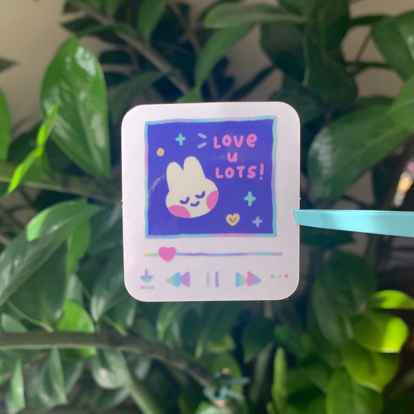 love u lots bunny sticker - clear glossy waterproof vinyl
