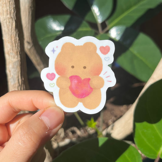 Cozy Bear with Heart Sticker
