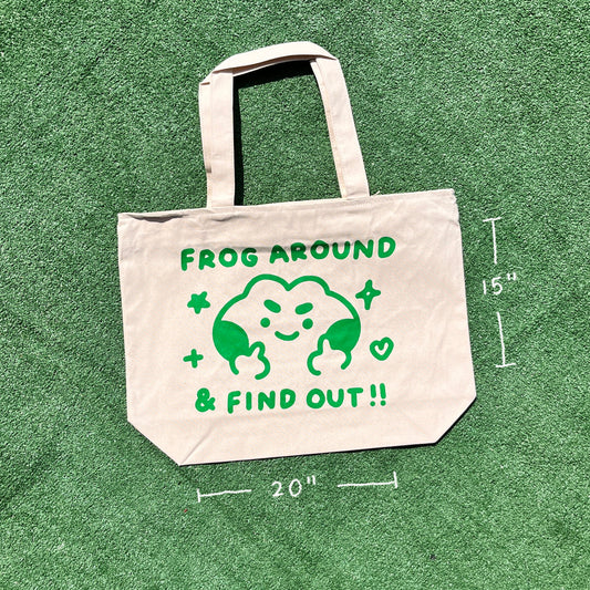 frog around & find out zippered tote bag