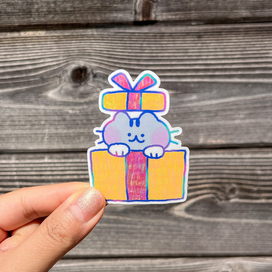 cat gift box sticker