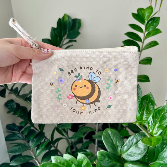 bee kind to your mind flower zipper pouch