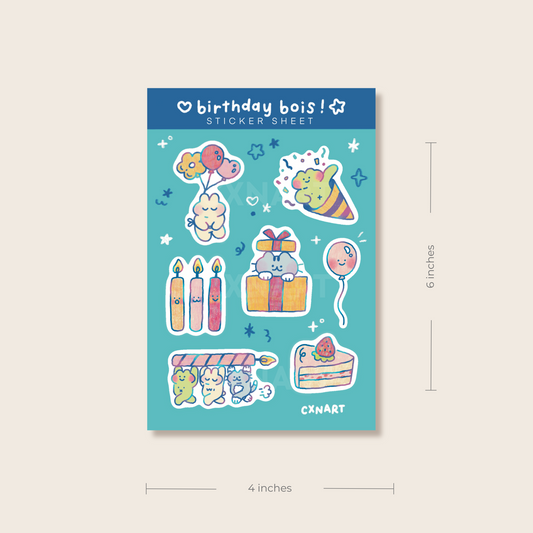 birthday bois sticker sheets 4x6 in
