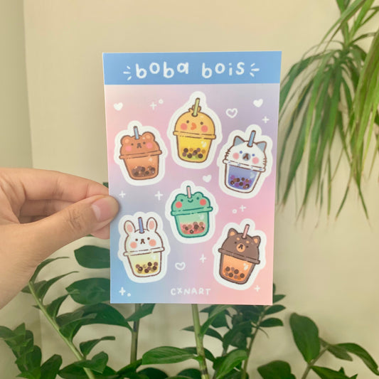 boba bois sticker sheet