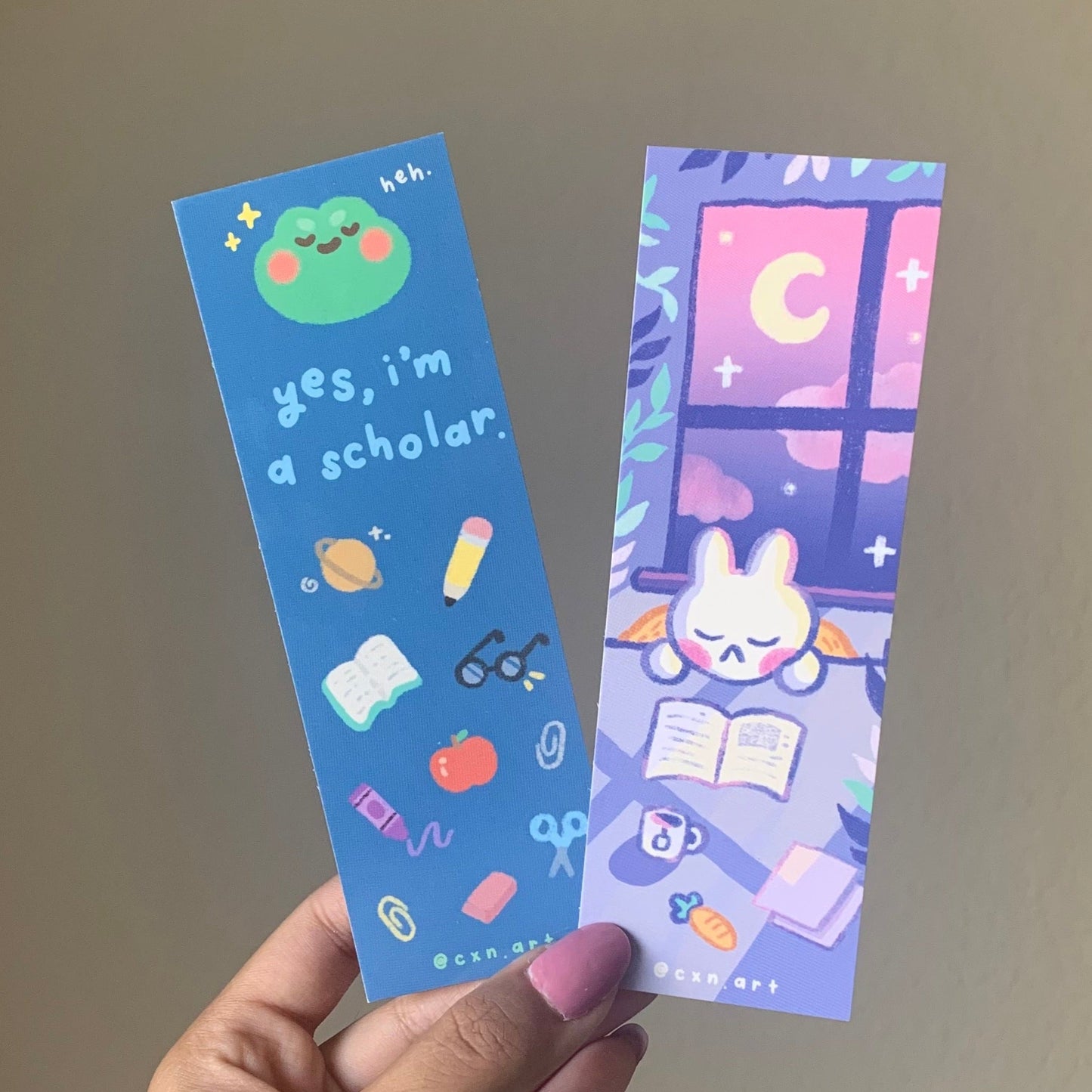 Luna Bunny Reading Glossy Bookmark 2x6 inches