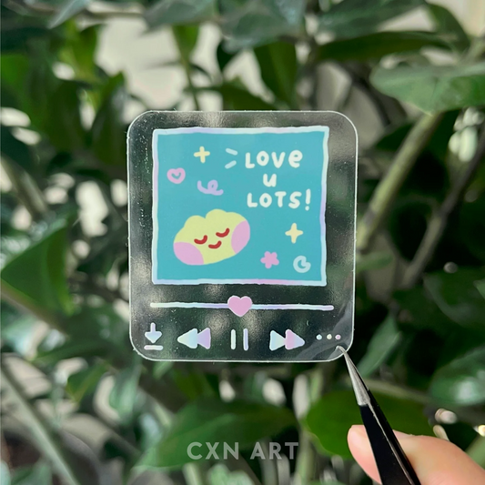 love u lots green frog sticker - clear waterproof vinyl