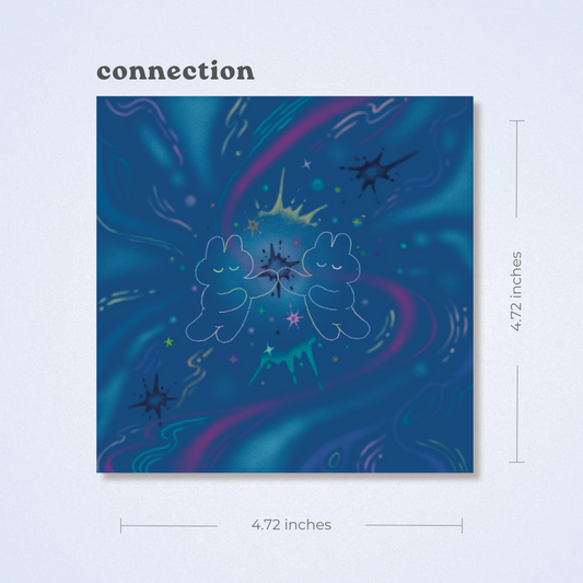 Canvas print with abstract design and dimensions on a light blue background