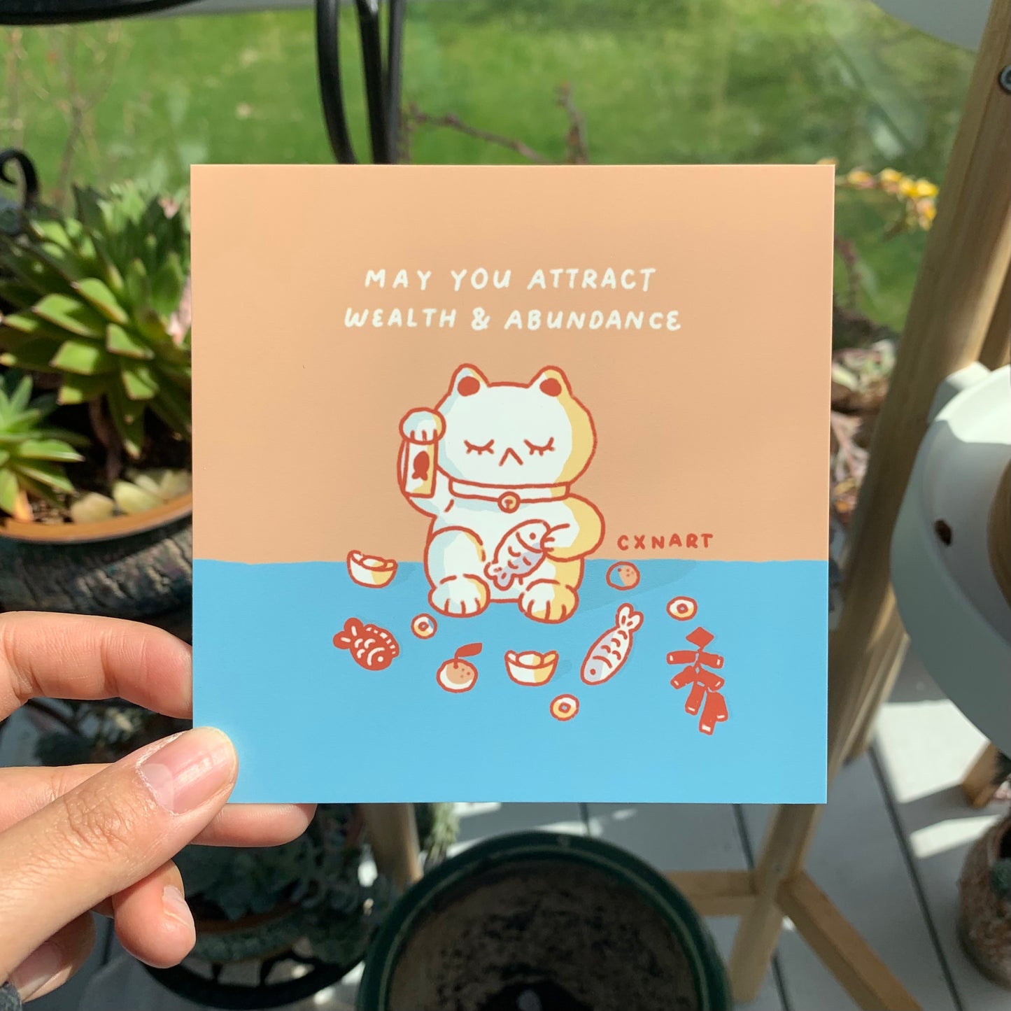 good luck cat art print