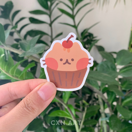 Mocha Cupcake Cat Sticker