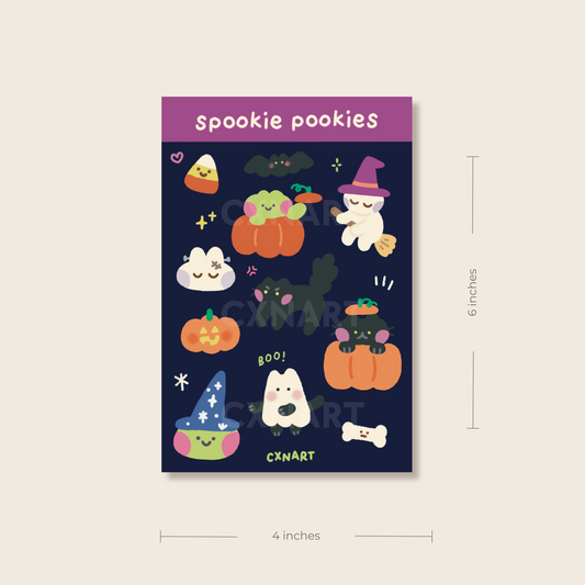 spookie pookies halloween sticker sheet - 4x6 inches