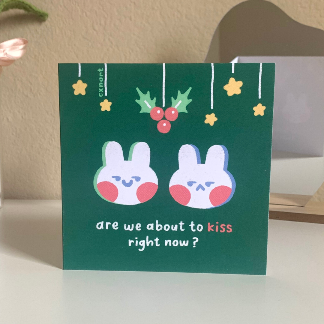 cute bunny winter holiday cards