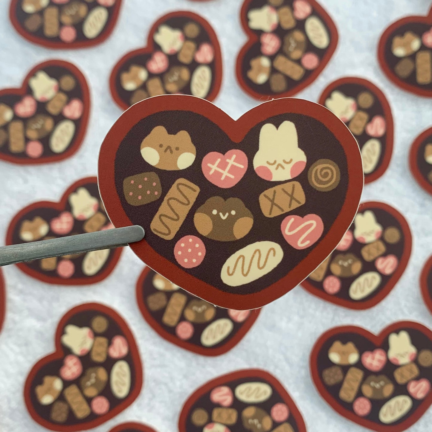 chocolate heart box sticker