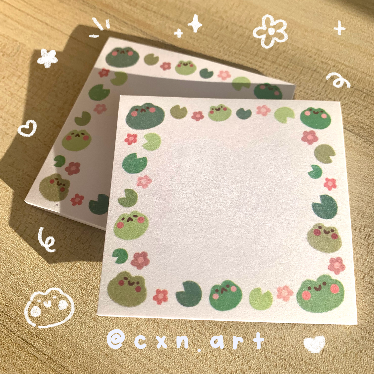 frog & flower sticky note pad